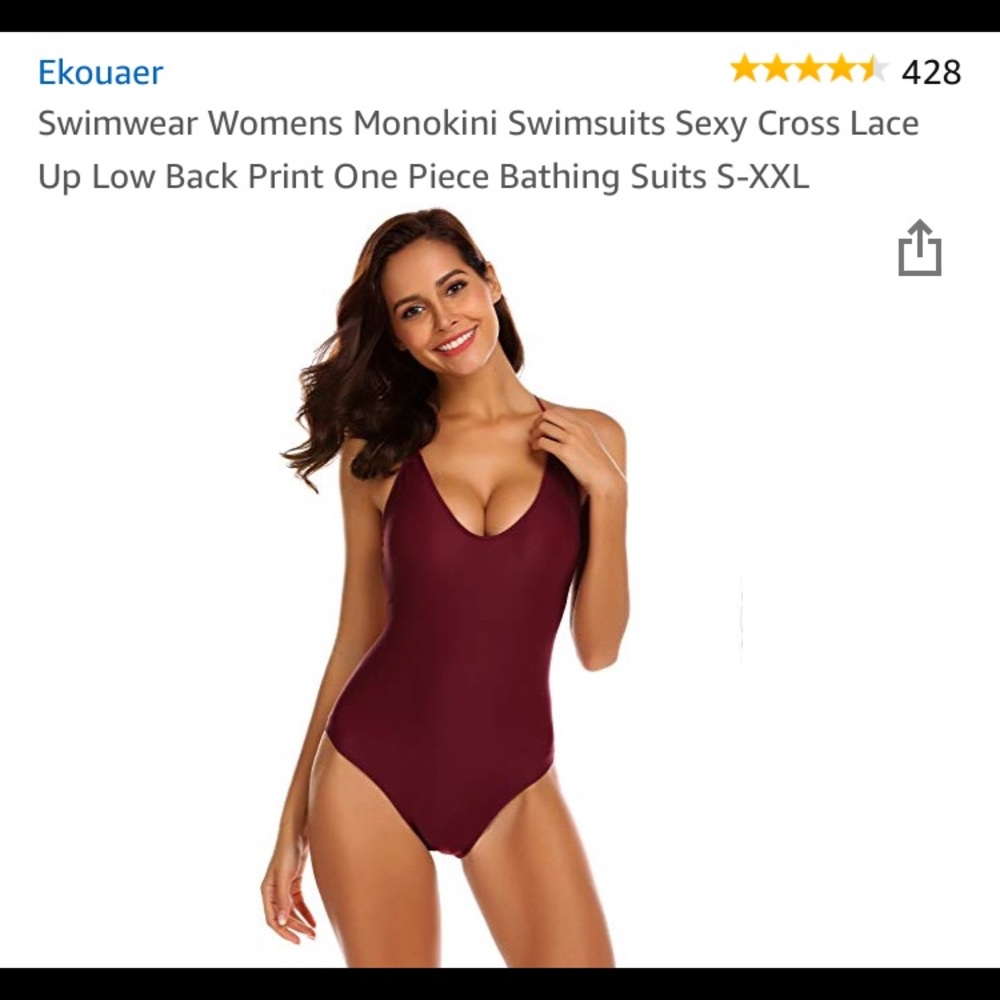 *NEW* Ekouaer Swimwear Cross Lace Up One Piece